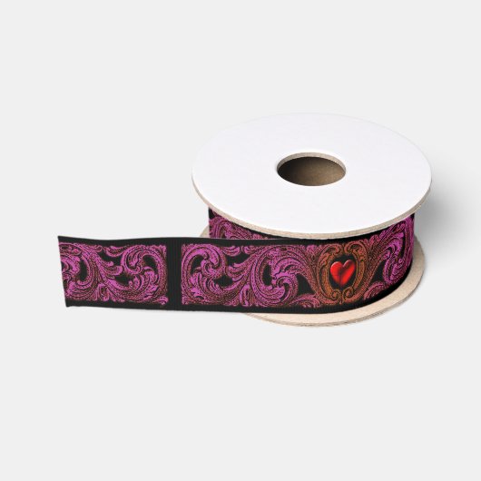 Gothic Paars Ornament met hartlint Grosgrain Lint (Spoel)