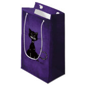 Gothic Paars Ragged Black Cat Klein Cadeauzakje (Voorkant Gekanteld)