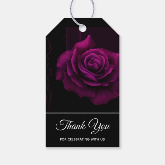 Gothic Paars-Red Rose Flower Bedankt Cadeaulabel (Voorkant)