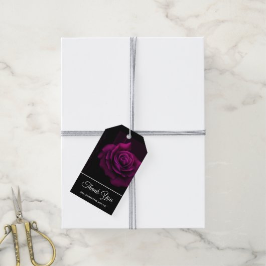 Gothic Paars-Red Rose Flower Bedankt Cadeaulabel (Met Touw)