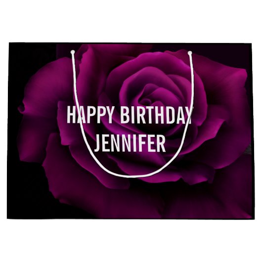 Gothic Paars-Red Rose Flower Birthday Groot Cadeauzakje (Voorkant)