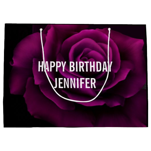 Gothic Paars-Red Rose Flower Birthday Groot Cadeauzakje (Achterkant)