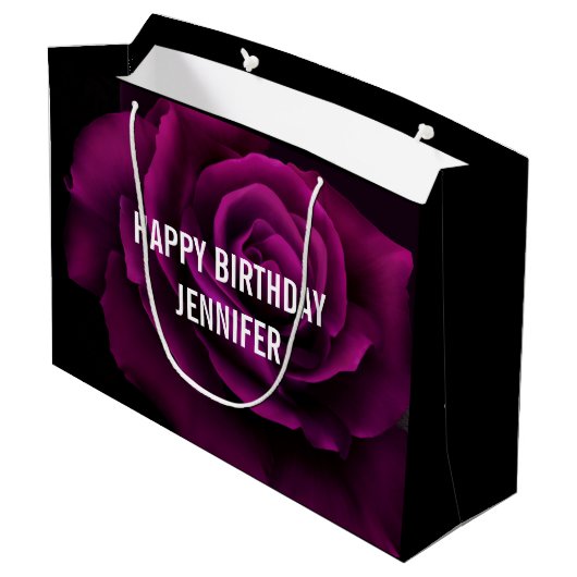 Gothic Paars-Red Rose Flower Birthday Groot Cadeauzakje (Achterkant Gekanteld)