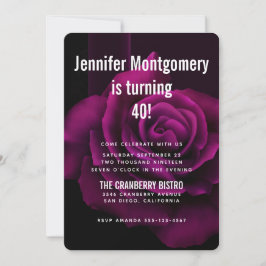 Gothic Paars-Red Rose Flower Birthday Kaart