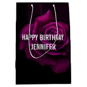 Gothic Paars-Red Rose Flower Birthday Medium Cadeauzakje (Voorkant)