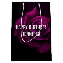 Gothic Paars-Red Rose Flower Birthday Medium Cadeauzakje