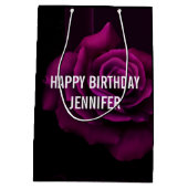 Gothic Paars-Red Rose Flower Birthday Medium Cadeauzakje (Achterkant)