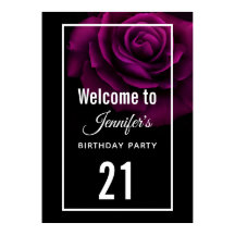 Gothic Paars-Red Rose Flower Birthday Welkom