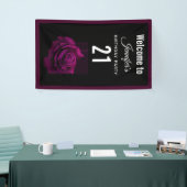Gothic Paars-Red Rose Flower Birthday Welkom Spandoek (Beurs)