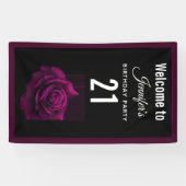 Gothic Paars-Red Rose Flower Birthday Welkom Spandoek (Horizontaal)