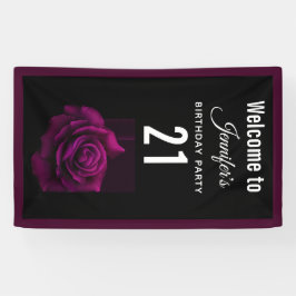 Gothic Paars-Red Rose Flower Birthday Welkom Spandoek