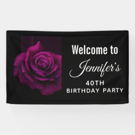 Gothic Paars-Red Rose Flower Birthday Welkom Spandoek