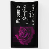 Gothic Paars-Red Rose Flower Birthday Welkom Spandoek (Verticaal)