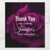 Gothic Paars-Red Rose Flower Birthday Wijn Etiket (Enkel label)