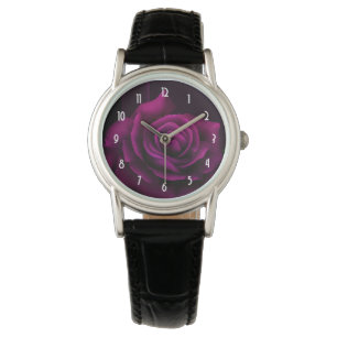 Gothic Paars Red Rose Flower Horloge
