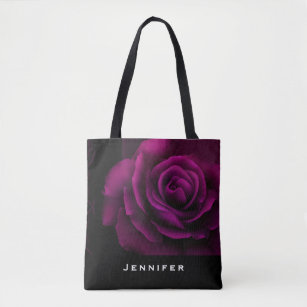 Gothic Paars Red Rose Flower Tote Bag