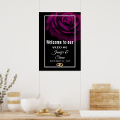 Gothic Paars-Red Rose Flower Weddenschap Poster (Keuken)