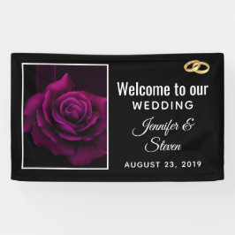 Gothic Paars-Red Rose Flower Weddenschap Spandoek