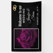 Gothic Paars-Red Rose Flower Weddenschap Spandoek (Verticaal)