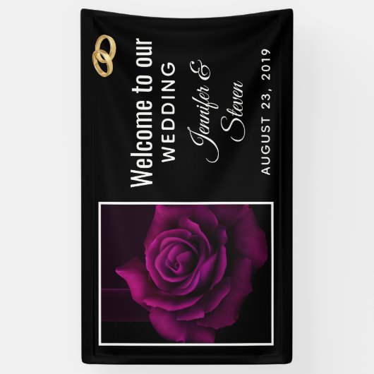 Gothic Paars-Red Rose Flower Weddenschap Spandoek (Verticaal)