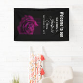 Gothic Paars-Red Rose Flower Weddenschap Spandoek (Insitu)