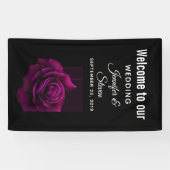 Gothic Paars-Red Rose Flower Weddenschap Spandoek (Horizontaal)