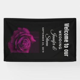 Gothic Paars-Red Rose Flower Weddenschap Spandoek