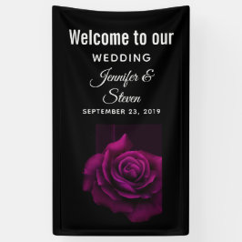 Gothic Paars-Red Rose Flower Weddenschap Spandoek