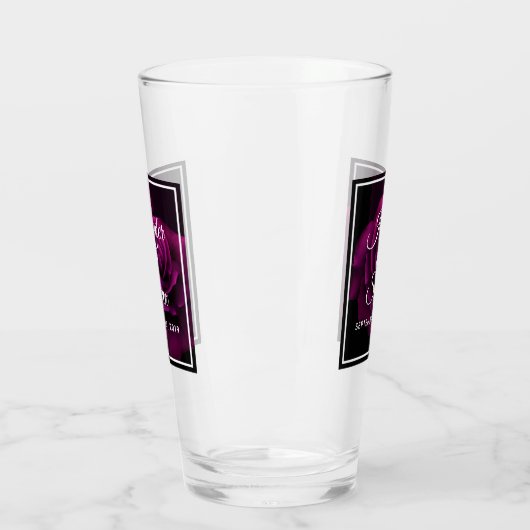 Gothic Paars-Red Rose Flower Wedding Glas (Links)