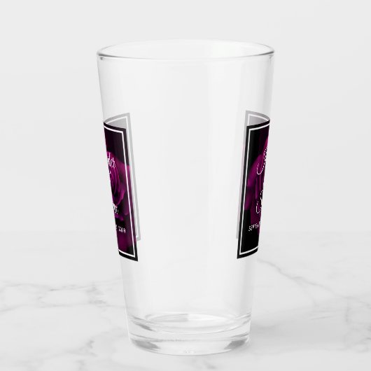 Gothic Paars-Red Rose Flower Wedding Glas (Rechts)