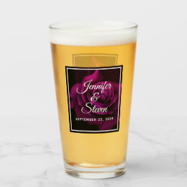 Gothic Paars-Red Rose Flower Wedding Glas
