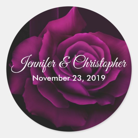 Gothic Paars-Red Rose Flower Wedding Ronde Sticker (Voorkant)