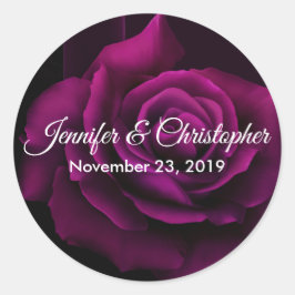 Gothic Paars-Red Rose Flower Wedding Ronde Sticker