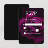 Gothic Paars-Red Rose Flower Wedding RSVP (Voorkant / Achterkant)
