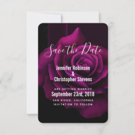 Gothic Paars-Red Rose Flower Wedding Save The Date
