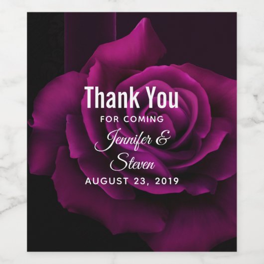 Gothic Paars-Red Rose Flower Wedding Wijn Etiket (Enkel label)