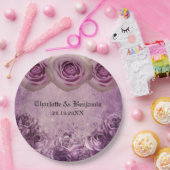 Gothic Paars Roos Wedding Papieren Bordje (Feest)