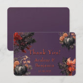 Gothic Paars Zwarte Pompoen Bloem Bedankkaart (Voorkant / Achterkant)