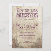 Gothic  paarse dia de los muertos partij kaart (Voorkant)