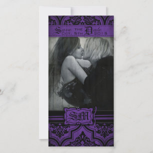 Gothic Paarse en zwarte Damask Save the Date