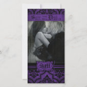 Gothic Paarse en zwarte Damask Save the Date (Voorkant)