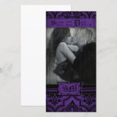 Gothic Paarse en zwarte Damask Save the Date (Voorkant / Achterkant)