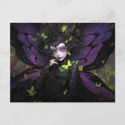 Gothic Paarse Fairy Meisje Fantasy Art Briefkaart (Voorkant)