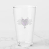 Gothic Paarse Hart met Angel Wings Glass Cup Glas (Achterkant)