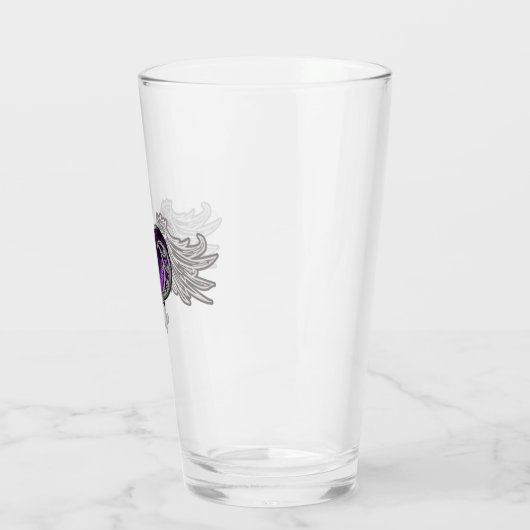 Gothic Paarse Hart met Angel Wings Glass Cup Glas (Links)