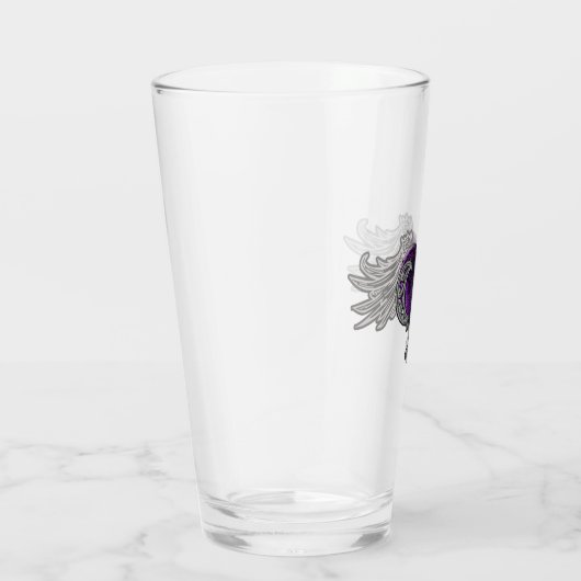 Gothic Paarse Hart met Angel Wings Glass Cup Glas (Rechts)