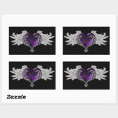 Gothic Paarse Hart met Angel Wings Sticker (Vel)