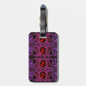 Gothic Paarse Ornament met hart Bagagelabel (Achterkant verticaal)