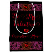Gothic Paarse Ornament met hart gepersonaliseerd Medium Cadeauzakje (Voorkant)