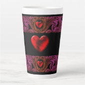 Gothic Paarse Ornament met hart Latte Mok (Voorkant)